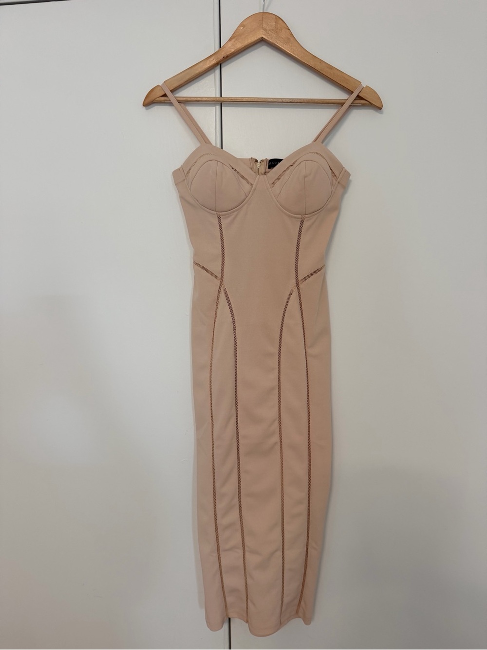 JLUXLABEL Nude Beige Bustier Midi Dress
